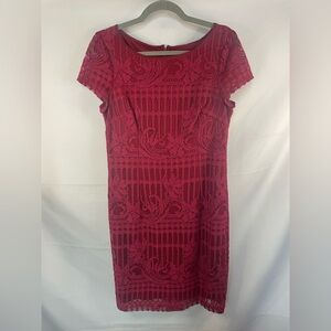 Adrianna Papell wine red lace sheath dress. So lovely and classic. Size 8